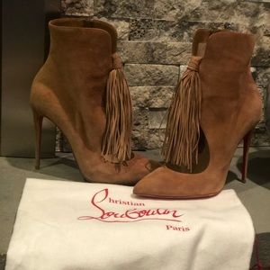 Suede fringe Louboutin boots